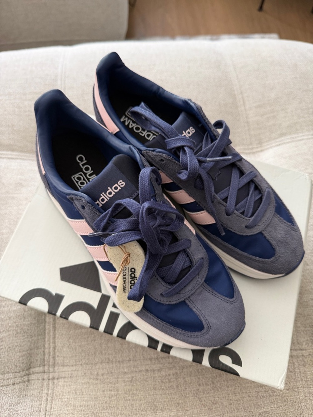 adidas Women’s Navy and Pink Retro Runner Sneakers